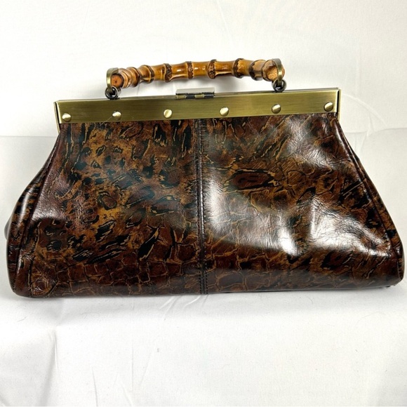 Patricia Nash Anastasie Frame Handbag with Bamboo Handle - Picture 2 of 8